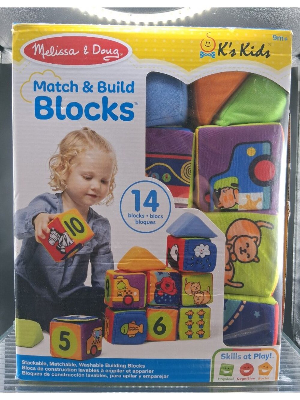 Melissa & Doug Match & Build Blocks 14-Piece Set For Ages 9M+